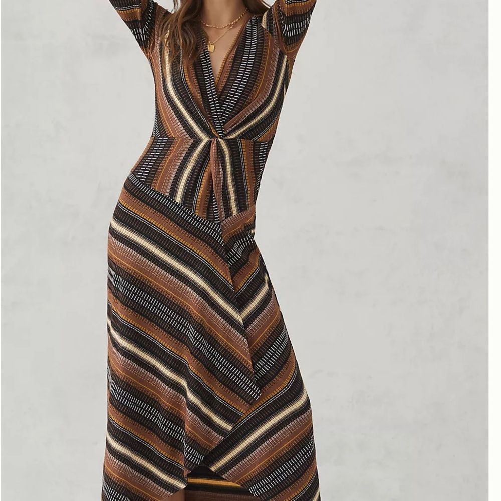 Anthropologie Maeve Striped Wrap Midi Dress